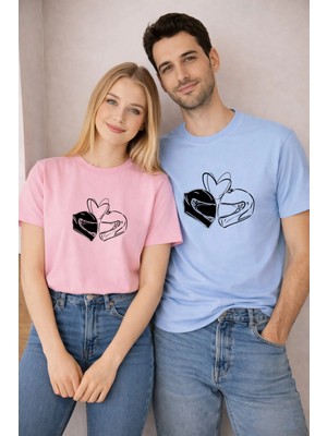 Lorvex Sevgililer Günü (Valentine’s Day) 14 Şubat Çift Kombin T-Shirt 2’li Motorcu Aşkı Baskılı
