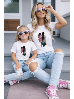 Lorvex Anne Kız Kombin Oversize Tişört Twin T-Shirt %100 Pamuk Rahat Kalıp