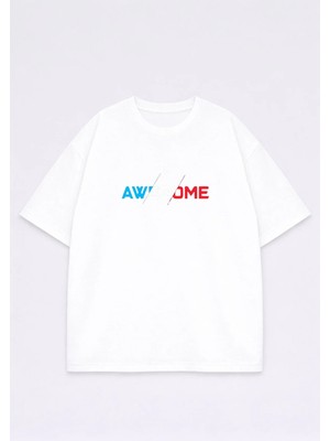 Lorvex T-Shirt Oversize Unısex %100 Pamuklu Rahat Kalıp Baskılı Tişört