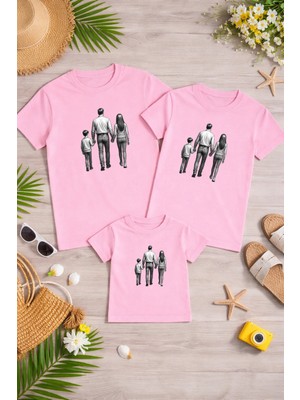 Lorvex Aile Kombin Oversize T-Shirt Anne Baba Çocuk %100 Pamuk Baskılı Rahat Kalıp (3 Adet Ayrı Sipariş Verilmelidir-Tekli Satılmaktadır)