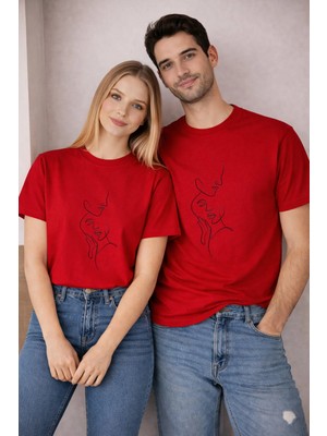 Lorvex 14 Şubat Sevgililer Günü (Valentine’s Day) Çift Kombin T-Shirt 2’li Unisex Aşk Baskılı