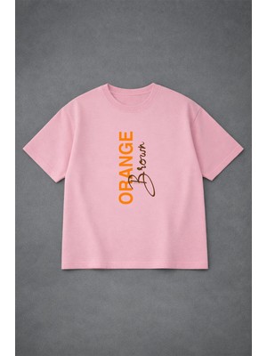 Lorvex Unısex Oversize T-Shirt %100 Pamuklu Rahat Kalıp Orange Baskılı Premium