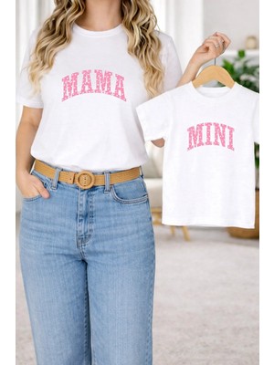 Lorvex T-Shirt Twin Anne Kız Çocuk Kombin Oversize – Anne & Çocuk Tişört Pink Mama Mini Baskı
