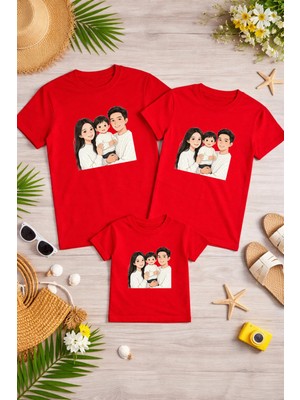 Lorvex Anne Baba Çocuk Kombin Tişört Pamuklu Oversize Aile Kombini T-Shirt (Ürünler Tekli Satılmaktadır)