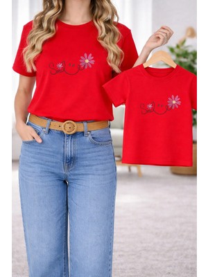 Lorvex Tişört Anne Kız Çocuk Kombin Oversize – Anne & Çocuk Twin Baskılı T-Shirt
