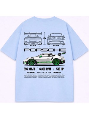 Lorvex Oversize Tişört %100 Pamuklu Rahat Kalıp 911 Porsche Baskılı T-Shirt