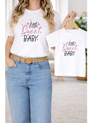 Lorvex Anne Kız Çocuk Kombin Tişört Oversize – Anne & Çocuk Twin T-Shirt Sweet Baby Baskılı