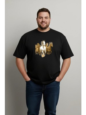 Lorvex Büyük Beden T-Shirt Oversize Pamuklu Rahat Kalıp Baskılı Unisex Tişört