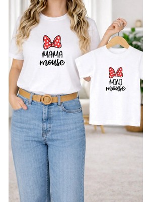 Lorvex Anne Kız Çocuk Kombin Twin T-Shirt Oversize – Anne & Çocuk Tişört Mouse Mom-Girl Baskı