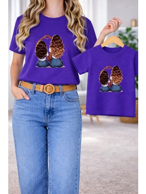 Lorvex Twin T-Shirt Anne Kız Çocuk Kombin Oversize – Anne & Çocuk Mom-Girl Love Baskılı