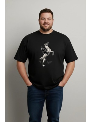Lorvex Büyük Beden T-Shirt Oversize Pamuklu Rahat Kalıp Baskılı Unisex Tişört