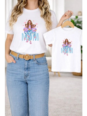 Lorvex Anne Kız Çocuk Kombin Oversize Tişört – Anne & Çocuk Twin T-Shirt Mom Girl Baskılı