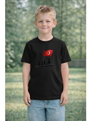 Lorvex Çocuk T-Shirt 23 Nisan Egemenlik ve Çocuk Bayramı Tişört Unisex %100 Pamuk Baskılı Rahat Kalıp