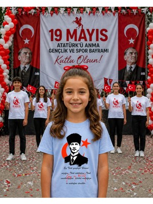 Lorvex 19 Mayıs Atatürk Gençlik Bayramı Tişört %100 Pamuk Oversize Unisex Baskılı Rahat Kalıp