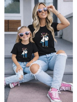 Lorvex Anne Kız Kombin Oversize Tişört Twin T-Shirt %100 Pamuk Rahat Kalıp