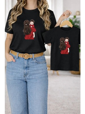Lorvex Tişört Anne Kız Çocuk Kombin Oversize – Anne & Çocuk Twin Baskılı T-Shirt
