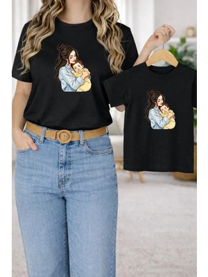 Lorvex Tişört Anne Kız Çocuk Kombin Oversize – Anne & Çocuk Twin Baskılı T-Shirt