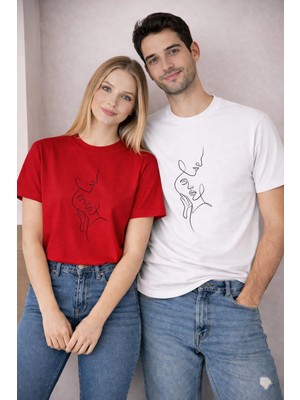 Lorvex 14 Şubat Sevgililer Günü (Valentine’s Day) Çift Kombin T-Shirt 2’li Unisex Aşk Baskılı