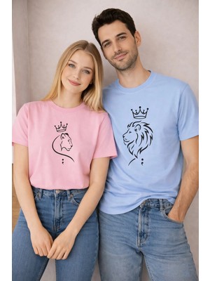 Lorvex Valentine’s Day Sevgililer Günü 14 Şubat Çift Kombin Tshirt 2’li Unisex Kral-Kraliçe Baskılı