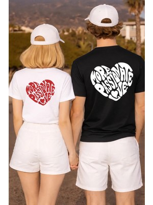 Lorvex T-Shirt Çift Kombini 14 Şubat Sevgililer Günü (Valentine’s Day) 2’li Hearts Baskılı
