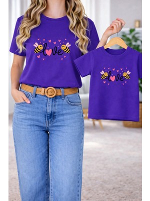 Lorvex Tişört Anne Kız Çocuk Kombin Oversize – Anne & Çocuk Twin Baskılı T-Shirt