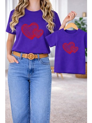 Lorvex Tişört Anne Kız Çocuk Kombin Oversize – Anne & Çocuk Twin Baskılı T-Shirt