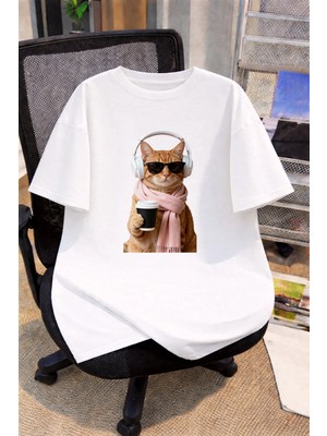 Lorvex Oversize Çocuk Genç Tişört %100 Pamuk Baskılı Rahat Kalıp Günlük Şık T-Shirt