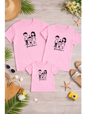 Lorvex Aile Kombin Oversize T-Shirt Anne Baba Çocuk %100 Pamuk Baskılı Rahat Kalıp (3 Adet Ayrı Sipariş Verilmelidir-Tekli Satılmaktadır)