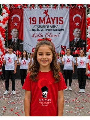 Lorvex 19 Mayıs Atatürk Gençlik Bayramı Tişört %100 Pamuk Oversize Unisex Baskılı Rahat Kalıp