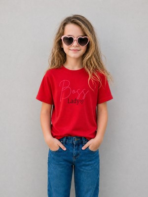 Lorvex Kız Çocuk Tişört %100 Pamuklu Baskılı Rahat Kalıp Yazlık T-Shirt