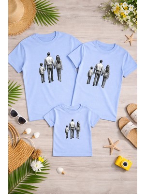 Lorvex Aile Kombin Oversize T-Shirt Anne Baba Çocuk %100 Pamuk Baskılı Rahat Kalıp (3 Adet Ayrı Sipariş Verilmelidir-Tekli Satılmaktadır)