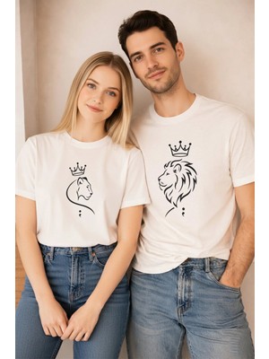 Lorvex Valentine’s Day Sevgililer Günü 14 Şubat Çift Kombin Tshirt 2’li Unisex Kral-Kraliçe Baskılı