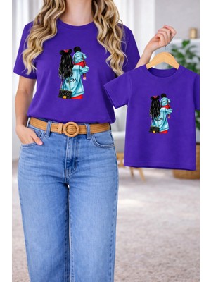 Lorvex Tişört Anne Kız Çocuk Kombin Oversize – Anne & Çocuk Twin T-Shirt Mom-Baby Baskı