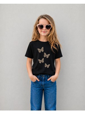 Lorvex Kız Çocuk Tişört %100 Pamuklu Baskılı Rahat Kalıp Yazlık T-Shirt