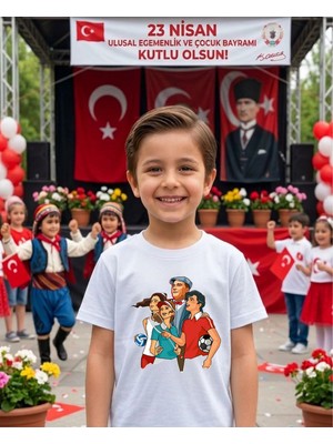 Lorvex 23 Nisan Tema Baskılı Pamuklu Unisex Çocuk-Yetişkin Tshirt Tişört