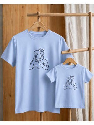 Lorvex Baba-Kız Özel Gün Konsept Oversize Tişört %100 Pamuklu Baskılı T-Shirt Rahat Kalıp