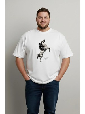 Lorvex Büyük Beden T-Shirt Oversize Pamuklu Rahat Kalıp Baskılı Unisex Tişört