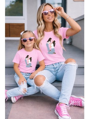 Lorvex Anne Kız Kombin Oversize Tişört Twin T-Shirt %100 Pamuk Rahat Kalıp