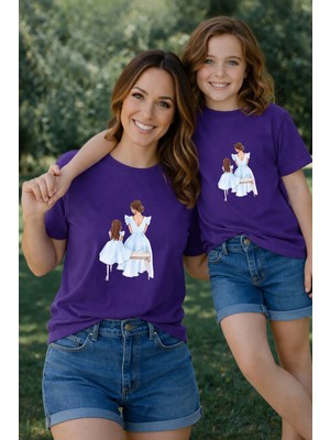 Lorvex Tişört Anne Kız Çocuk Kombin Oversize – Anne & Çocuk Twin T-Shirt Prensesler Baskılı