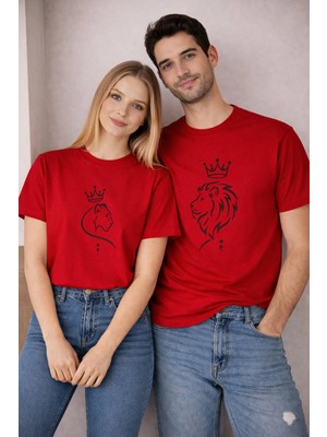 Lorvex Valentine’s Day Sevgililer Günü 14 Şubat Çift Kombin Tshirt 2’li Unisex Kral-Kraliçe Baskılı