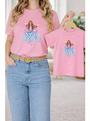 Lorvex Anne Kız Çocuk Kombin Oversize Tişört – Anne & Çocuk Twin T-Shirt Mom Girl Baskılı
