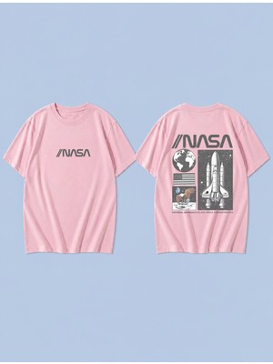 Lorvex Uzay Yolu Baskılı %100 Pamuk Oversize Unisex Tişört Rahat Kesim T-Shirt
