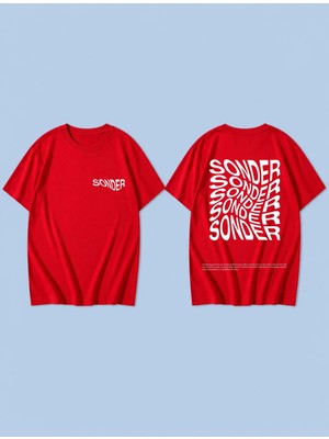 Lorvex Sonder White Baskılı %100 Pamuk Oversize Unisex Tişört Rahat Kesim T-Shirt