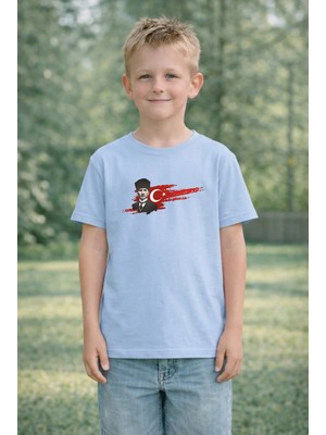 Lorvex 23 Nisan Çocuk Tişört Unısex (Kız-Erkek) %100 Pamuk Baskılı Rahat Kalıp Günlük Bayram T-Shirt