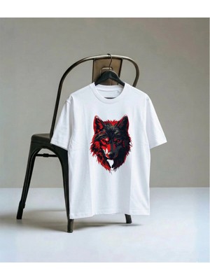 Lorvex T-Shirt Oversize Unisex %100 Pamuk Kurt Ön Baskılı Rahat Kalıp Tişört