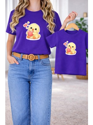 Lorvex Tişört Anne Kız Çocuk Kombin Oversize – Anne & Çocuk Twin Baskılı T-Shirt