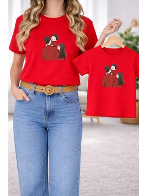 Lorvex Tişört Anne Kız Çocuk Kombin Oversize – Anne & Çocuk Twin Baskılı T-Shirt