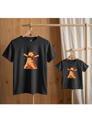Lorvex Babalar Günü Konsept-Baba Çocuk Kombin Tişört Oversize %100 Pamuk T-Shirt (Kombin Için 2’li Sipariş Verilmelidir)