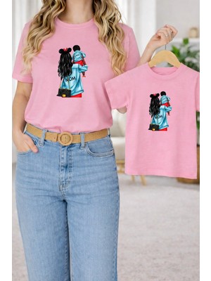 Lorvex Tişört Anne Kız Çocuk Kombin Oversize – Anne & Çocuk Twin T-Shirt Mom-Baby Baskı