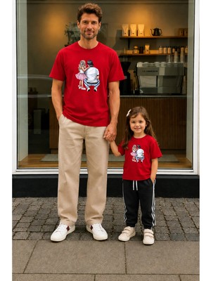 Lorvex Babalar Günü Baba Kız Kombin Tişört Oversize %100 Pamuk Baskılı T-Shirt (Kombin Için 2 Adet Sipariş Verilmelidir)